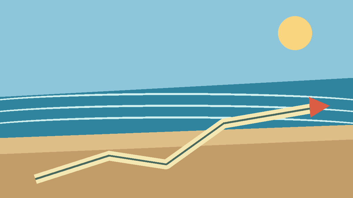 Return-route line from the waterline to a safe access point