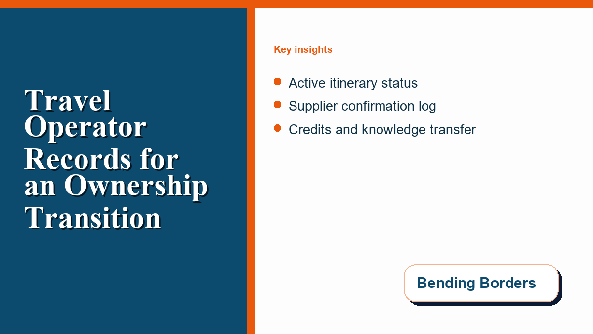 Travel operator records prepared for an ownership transition